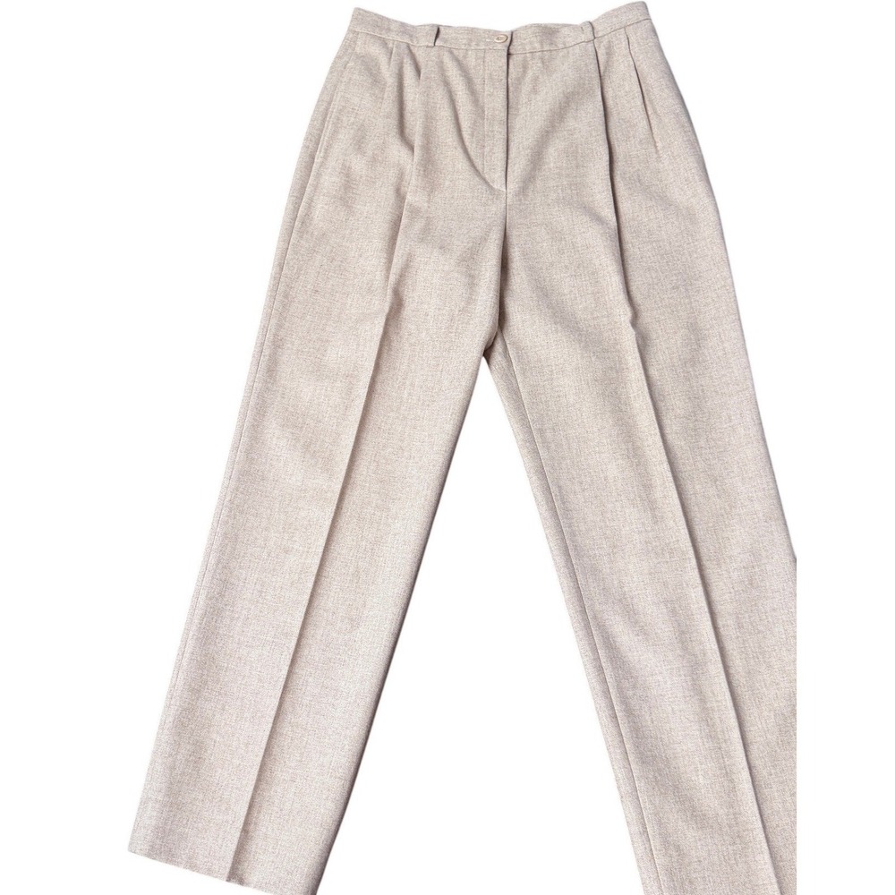 Bernard Zins Saks Fifth Avenue 100% Wool Pleated Pants Made in France Beige 12 - Picture 2 of 9